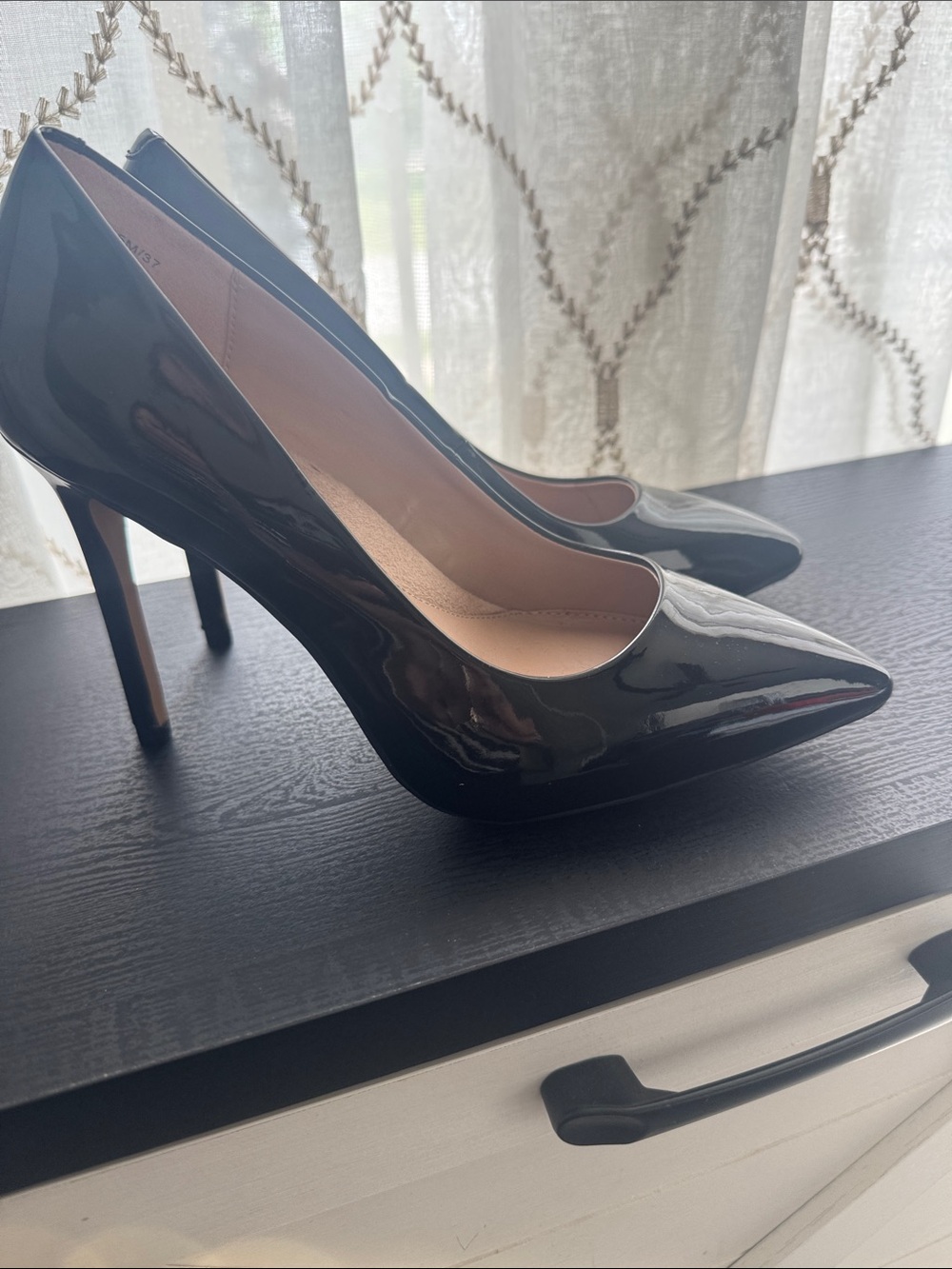 BCBGeneration Black Patent Pointed Toe Stiletto Pumps